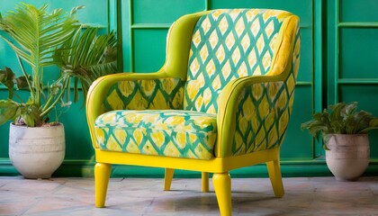 old retro sixties style chair in bright green