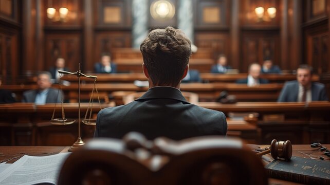 Lawyer's Closing Argument in Courtroom Scene