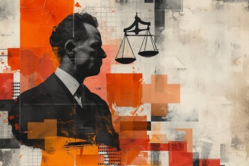 Lawyer in Courtroom Abstract Collage

 - obrazy, fototapety, plakaty