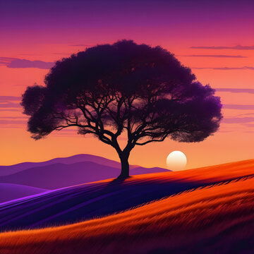  African Savanna Sunset with Acacia Tree