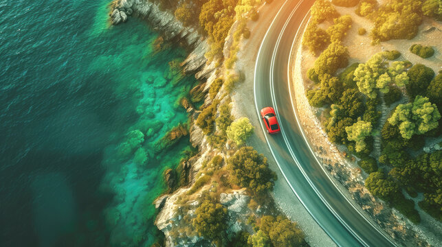 Bird's Eye Scenery beach road.