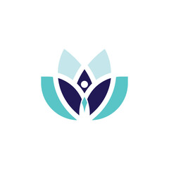Abstract Lotus Flower and People Logo design