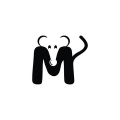 Letter M mouse vector template logo