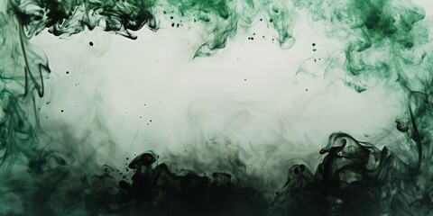 Verdant Veil: A Black-Hearted Frame of Emerald Smoke.  A Black-Centered Frame of Swirling Green Smoke