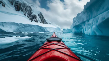 Fotobehang Kayaking in Antarctica.  © Vika art