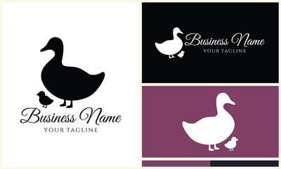 Fototapeta na wymiar silhouette duck swim logo template