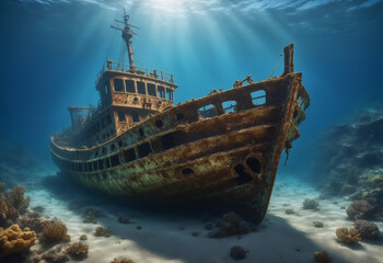 old shipwreck under water