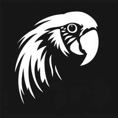 Fototapeta premium Parrot head silhouette, flat logo, no color