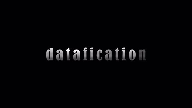 4K 3D Datafication silver text with effect animation on black abstract background. Isolated using QuickTime Alpha Channel ProRes 4444