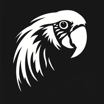 Parrot head silhouette, flat logo, no color