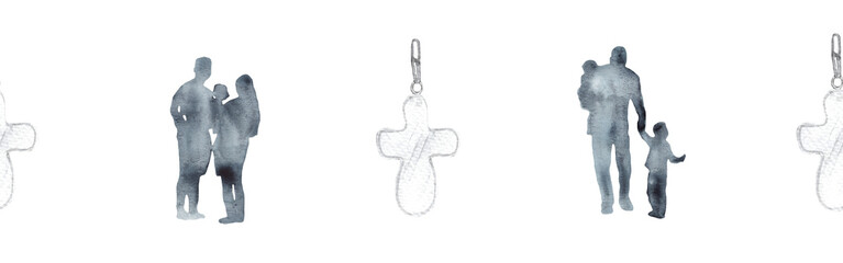 Watercolor hand drawn illustration thanksgiving to the Lord,christian family border.Christian. Decorative border for the background of Christian publications, the design of banners, cards, sites