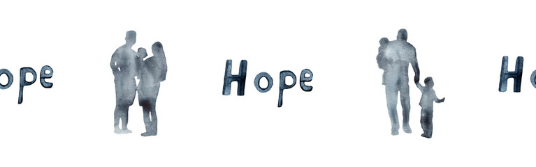 Watercolor hand drawn illustration thanksgiving to the Lord,christian family border.Christian. Decorative border for the background of Christian publications, the design of banners, cards, sites