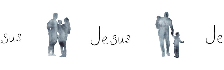 Watercolor hand drawn illustration thanksgiving to the Lord,christian family border.Christian. Decorative border for the background of Christian publications, the design of banners, cards, sites