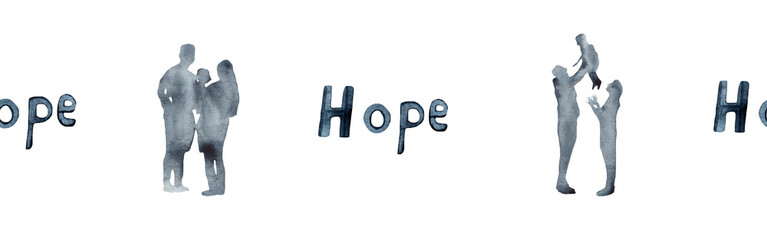 Watercolor hand drawn illustration thanksgiving to the Lord,christian family border.Christian. Decorative border for the background of Christian publications, the design of banners, cards, sites