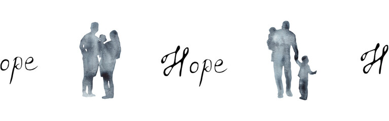 Watercolor hand drawn illustration thanksgiving to the Lord,christian family border.Christian. Decorative border for the background of Christian publications, the design of banners, cards, sites