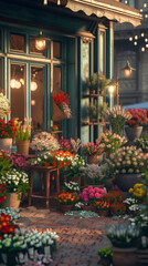 Fototapeta na wymiar Bouquets and flowerpots in a flower shop