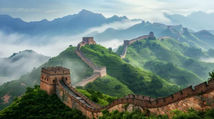 Wandcirkels aluminium Great wall of China.  © Vika art