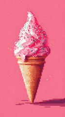 Ice cream in pixel art style 