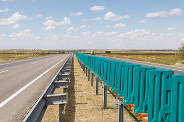 Dividing line of the roadway at the turn