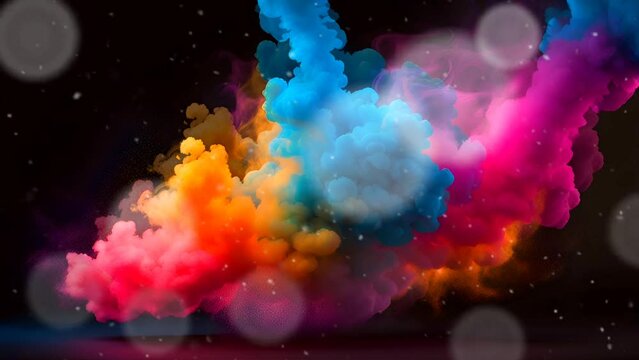 abstract splash painting watercolor hand drawn on dark background. smokes. Seamless and infinity looping animation. Live wallpaper or screen saver video