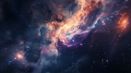 Fototapeta premium Cosmic Tapestry: A Journey Through Vibrant Starlight in Acrylics. Starry Dreamscape: A Hypnotic Exploration of Deep Space in Acrylics.