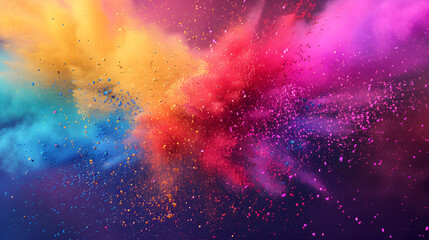 Colorful explosion of powder with cloud of dust - Format 16:9