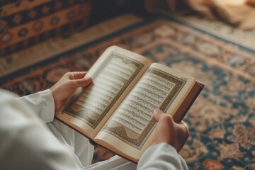 Muslim man reading holy Quran