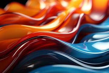 Group of Colorful Wavy Lines on Black Background