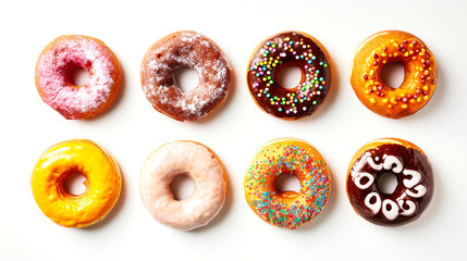 Assorted Glazed Doughnuts Arranged on Table