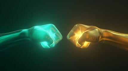 3d render of two hands fighting each other. Concept of fight and competition.AI.