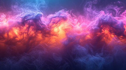 Neon color smoke illustration 3d rendering abstract background. - obrazy, fototapety, plakaty