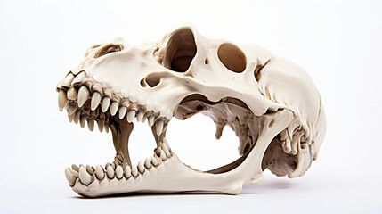 Dog skull and jaw isolated on white.