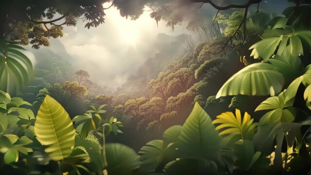 Drawing monstera leaves and tropical nature abstract background. Generative ai.