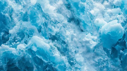 Fototapete Rund Icy blue glacier texture with deep crevasses background © furyon