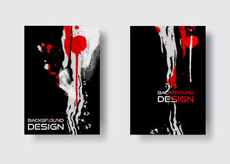 White red ink brush stroke on black background. Japanese style. Vector illustration grunge stains. Brushes illustration.