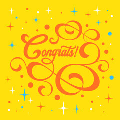 Congrats, Congratulations banner, card, poster, printable, logo, word, text, wishes message for Congratulations graduates, success, winner, business, wedding, baby, anniversary, job, students, exam