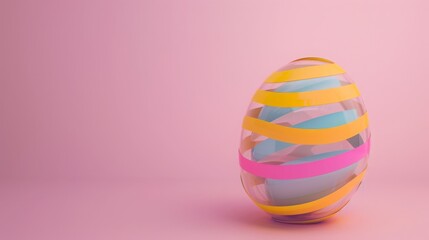 Fototapeta na wymiar Translucent Tapestry: A 3D Easter Egg Reimagined in Minimalist Light. Minimalist Mosaic: A Playful 3D Easter Egg in Translucent Hues.