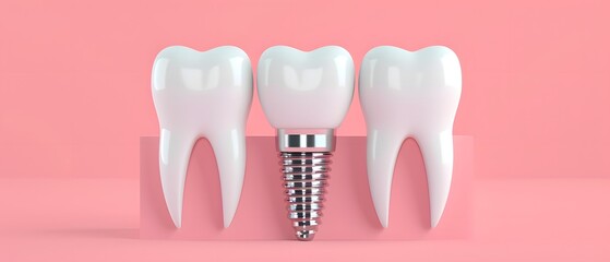 a tooth shaped implant with three different sizes of teeth on each side of it, and a screw in the middle of the teeth