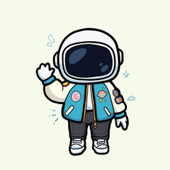 cute astronaut in jacket and hype pants