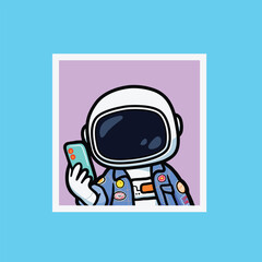 vector cute astronaut selfie with cellphone wearing hype clothes
