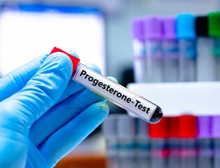Blood sampling tube for progesterone test analysis.