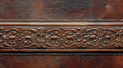 Old leather book cover texture with embossed details background
