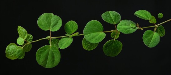 A close-up of a plant with green leaves on a black background. The plant is a terrestrial plant, symbolizing life and growth.