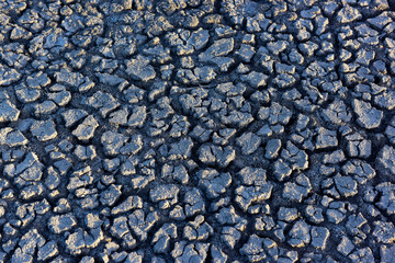Cracked ground pattern in the desert, La Pampa, Argentina