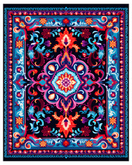 Rectangular Turkish Carpet Rug, Persian Rug, Isolated transparent on white background, PNG