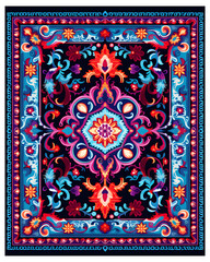 Rectangular Turkish Carpet Rug, Persian Rug, Isolated transparent on white background, PNG