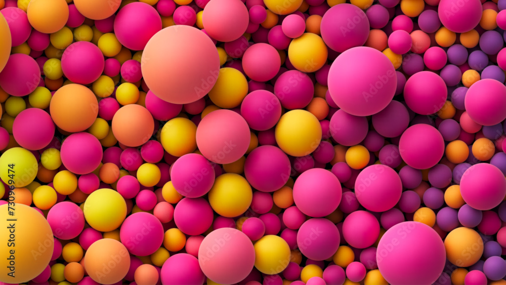 Poster vector background with many colored big and small matte soft random spheres. colorful balls backgrou