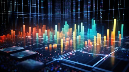 Representation of data analytics,charts, graphs and data driven insights emerging from a sea of information