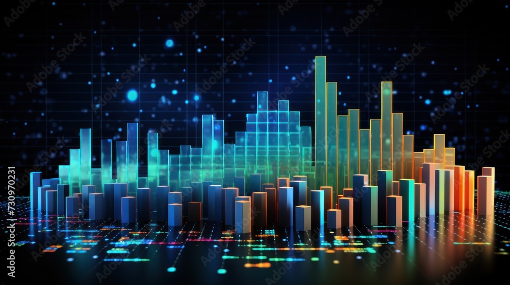 Poster representation of data analytics,charts, graphs and data driven insights emerging from a sea of info