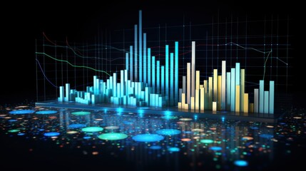 Representation of data analytics,charts, graphs and data driven insights emerging from a sea of information